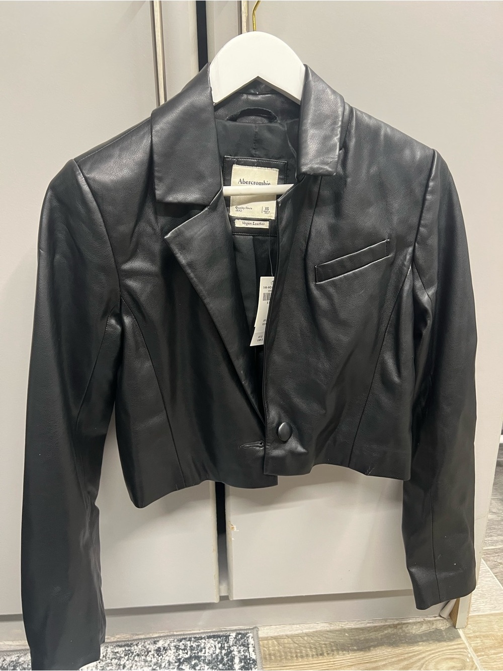 Abercrombie Black Cropped Leather Blazer